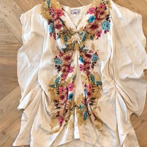 Anthropologie Baraschi Silk boho floral shirt